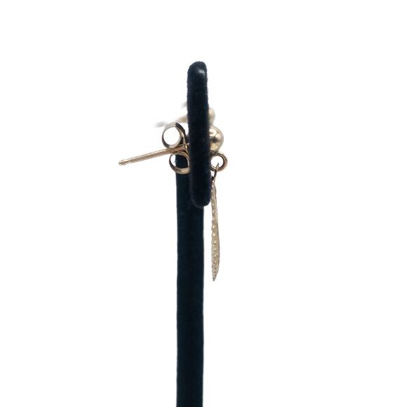 14K Solid Gold Filigree Dangle Earrings - Picture 7 of 11